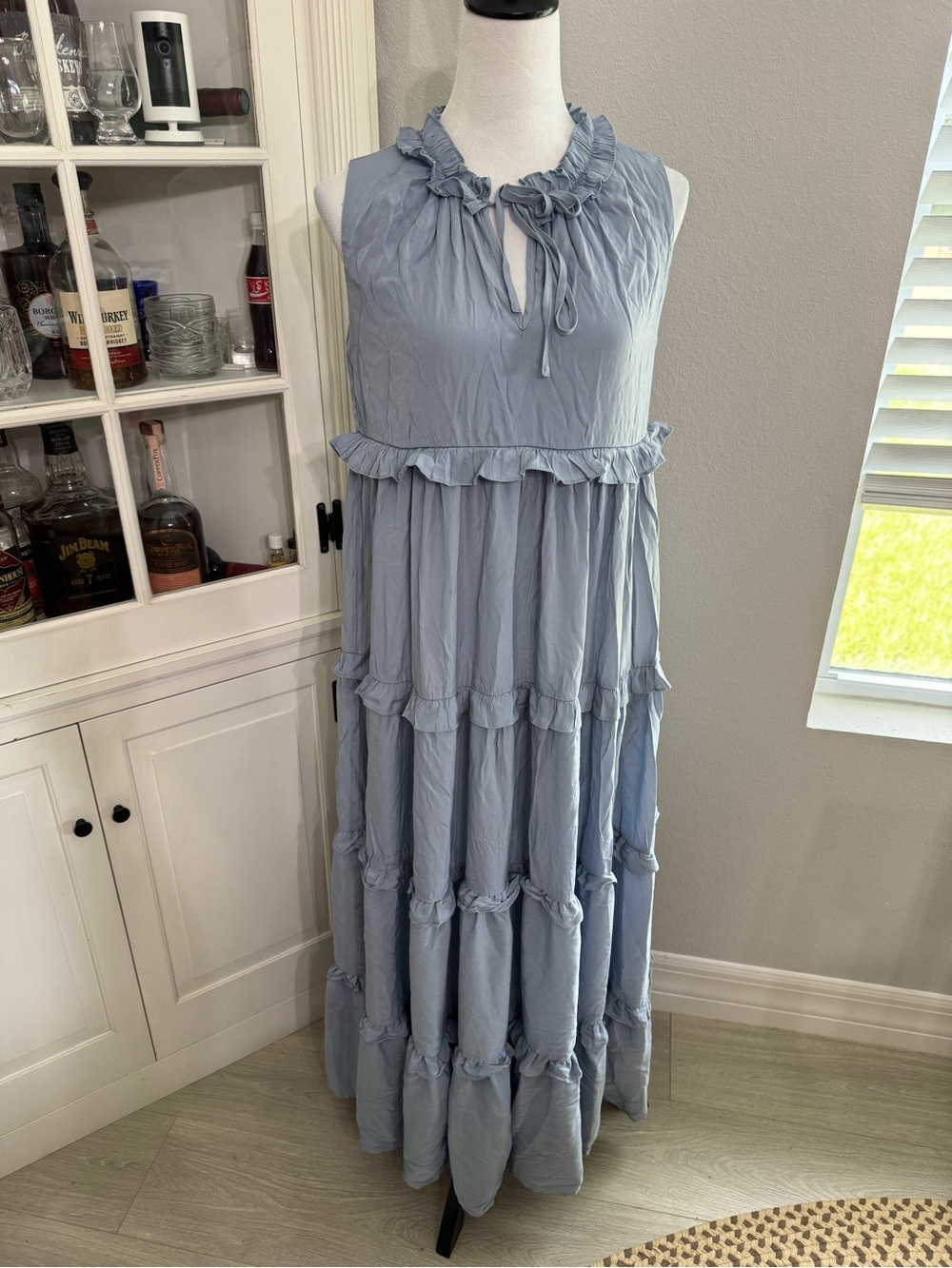 Aura Sleeveless Ruffle Tiered Maxi Dress - Light Blue